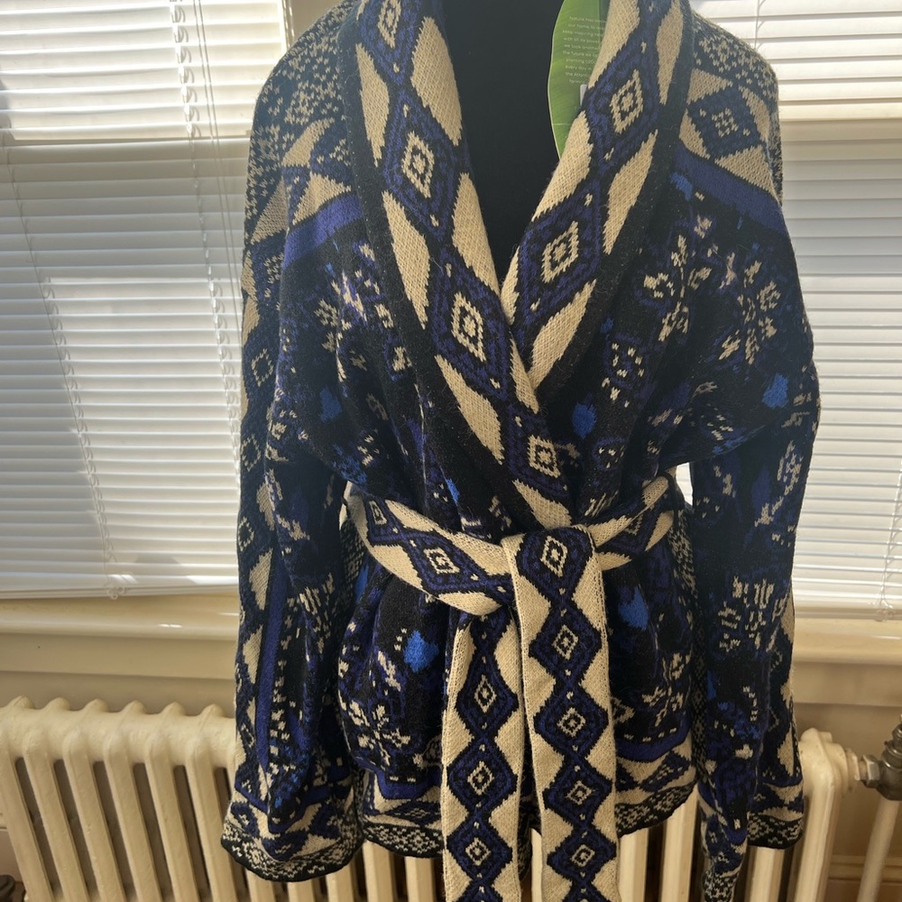 FARM RIO
Macaw Forest Tie-belt Beaded Cardigan In Macaw
